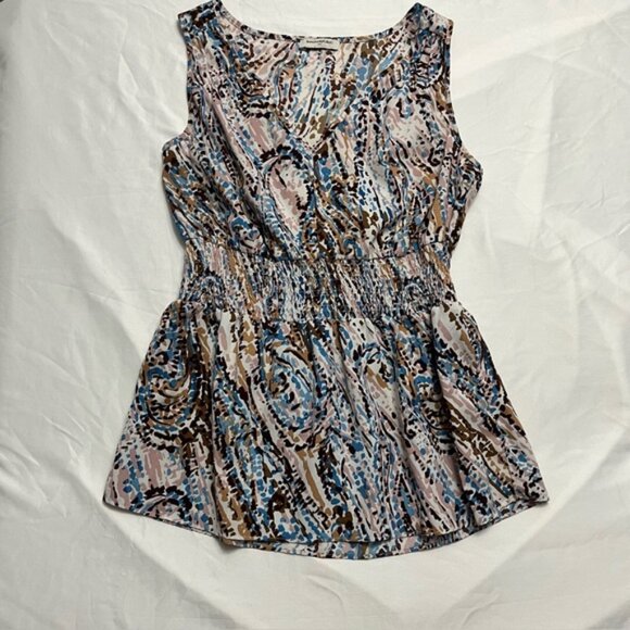 Banana Republic Abstract Print Peplum Blouse Small - Picture 1 of 7